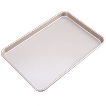 CHEFMADE Non-stick Bakeware 13 Inch Heavy-duty Baker's Cookie Sheet, FDA Approved, Oven Roasting Meat Bread Baking Jelly Roll Pan Cupcake Tray 9" x 13" (Champagne Gold)