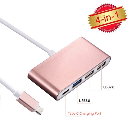 BEEGOD USB-C 3.0 Type C Adapter Multiport Converter for New MacBook, ChromeBook Pixel Devices Nokia N1, Nexus 6/6p and Other Type-C HUB Devices,1 Charging Port and 3 USB A Ports