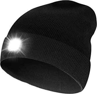 VIBELITE LED Beanie Hat with Light, USB Rechargeable LED Headlamp, for Men, Him, Husband, Boyfriend
