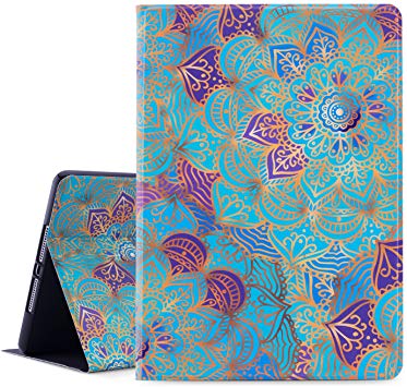 Dopup iPad 9.7 Case 2018/2017 iPad Case, Premium Leather Folio Case Cover for Apple iPad 5th 6th Generation, Multiple Viewing Angles Stand, Also Fits iPad Air 2/ iPad Air (Mandala Circle)