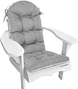 Love's cabin Adirondack Chair Cushion, Rocking Chair Cushion Indoor High Back, Patio Chair Cushions Set of Seat & Back Cushion with Ties for Indoor/Outdoor Rocker, Chair Pads with Memory Foam, Grey