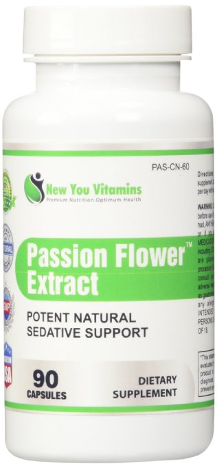 Passion Flower Supplement - Natural Sedative Support - Passion Flower Herb Extract 900mg 90 Passion Flower Capsules 1 Bottle