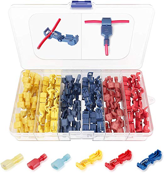 260 PCS Funtin T Tap Electrical Connectors – Quick Wire Splice Taps and Insulated Male Quick Disconnect Terminals