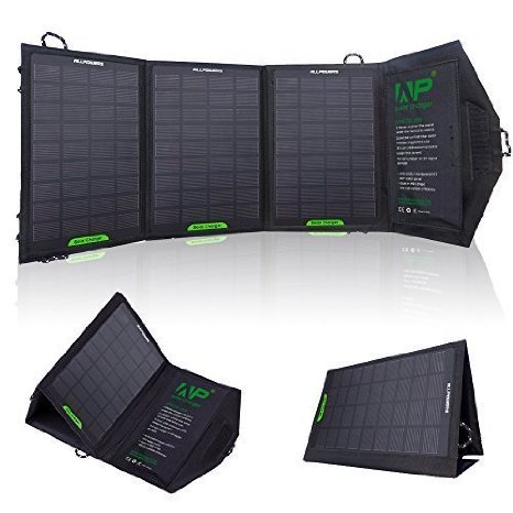ALLPOWERS 12W Portable Foldable Solar Charger Panel with iSolar Technology for iPhone 6 plus 5s 5c 5 4s 4 ipad mini Samsung Galaxy S5 S4 S3 Blackberry and Other USB Compatible Devices