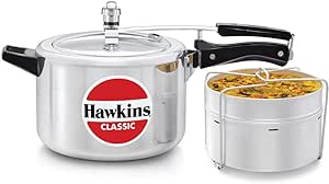 HAWKINS CL51 Pressure Cooker, 5 L WITH SEPERATOR, Silver