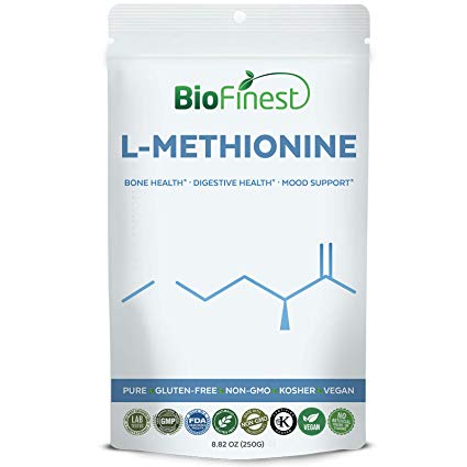 Biofinest L-Methionine Powder 500mg - Pure Gluten-Free Non-GMO Kosher Vegan Friendly - Supplement for Healthy Bone, Teeth, Digestion, Mood Support (250g)