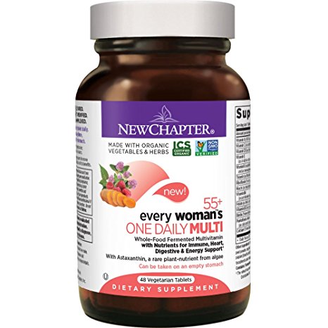 New Chapter Multivitamin for Women 50 plus - Every Woman's One Daily 55  with Fermented Probiotics   Whole Foods   Astaxanthin   Vitamin D3   B Vitamins   Organic Non-GMO Ingredients -48 ct