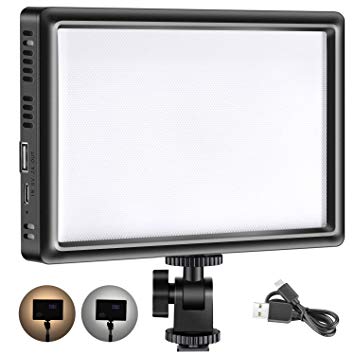 Neewer Led Video Light, Panel Light Built-in 5000mA Lithium Battery, 3200K-5600K White and Warm Light Adjustable, with Hot Shoe Ball Mount/USB Cable, 104 SMD LED Softer Lighting for All DSLR Cameras