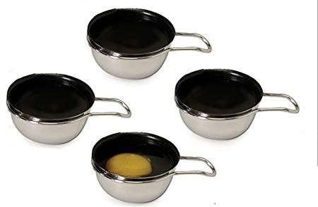 Set of 4 Stainless Steel Nonstick Egg Poacher Replacement Cups For All Brands, Fits All 2.5" Egg Poacher Cup Size, Perfectly Poached Eggs for Brunch and Breakfast