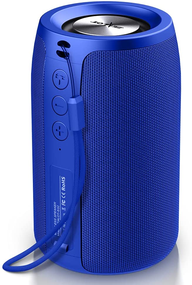Portable Bluetooth Speakers, Outdoor, Zealot S32 Mini Wireless Speaker, IPX5 Waterproof, Upto 12H Playtime, Dual Pairing Microphone/TF Card/USB/AUX for Home&Outdoor Competible for iOS Andriod (M-Blue)
