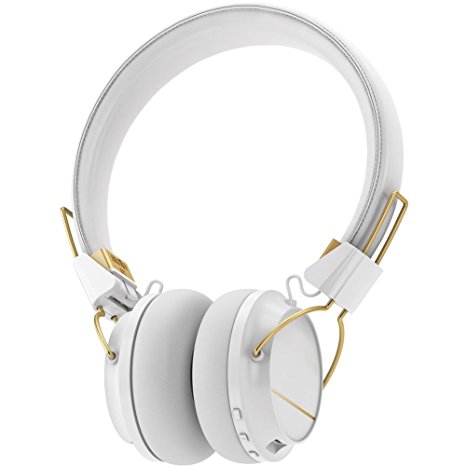 Sudio Sweden Regent Series Over-The-Ear White Bluetooth Headphones With Gold Style Trim and 24 Hour Playtime