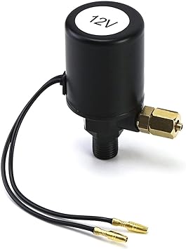 QWORK Air Horn Solenoid Valve,1/4" NPT 12V Electric Air Valve (Solenoid) for 1/4" OD Hose, Black