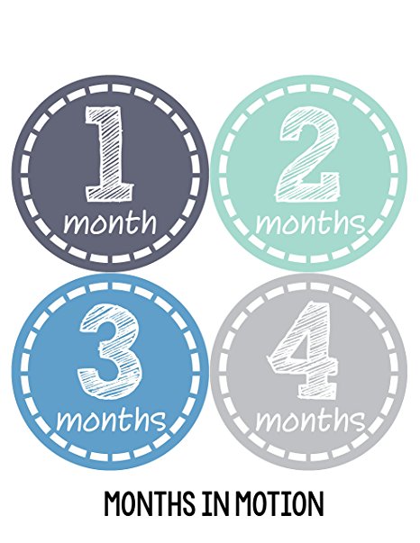 Months in Motion 115 Monthly Baby Stickers Baby Boy Month 1-12 Milestone Sticker