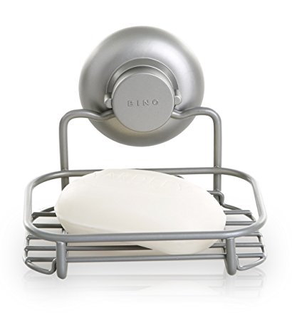 BINO SMARTSUCTION Rust-Resistant Satin Nickel Shower Caddy, Soap Dish