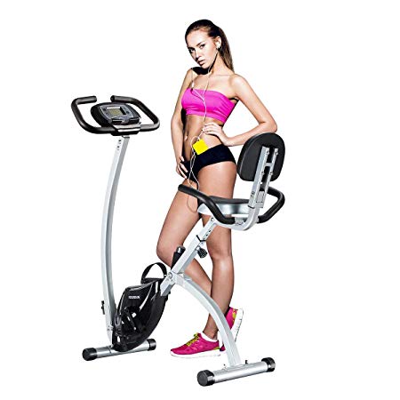 FEIERDUN Exercise Bike - Folding Stationary Bikes Adjustable Upright - Magnetic excersize Bicycle