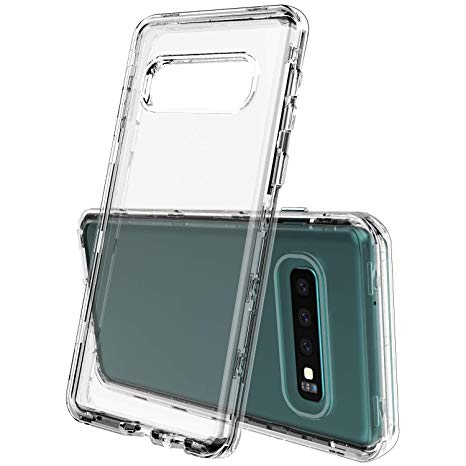 Samsung Galaxy S10 Case，ACKETBOX Heavy Duty Protection Hybrid Hard Shockproof Slim Fit Cover 3in1 Transparent PC Case Clear TPU Sturdy Bumper for Samsung Galaxy S10 6.1 inch 2019(Clear)