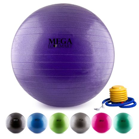 MEGALOVEMART® Anti-Burst Exercise Balance Stability Fitness Yoga Ball w/ Pump - Choose Your Variation