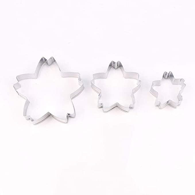MoonyLI Stainless Steel Cookie Cutter Set,3Pcs Cherry Blossom Petals Mould Fondant Cake Cookie Cutter Set Pastry Mold