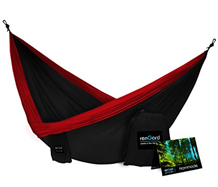 RenGard Portable Camping Hammock - Sturdy and Breathable Parachute Nylon built; Multi-functional Ultralight Premium Quality Family Hammock- Single&Double