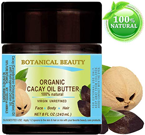 CACAY OIL BUTTER Virgin Unrefined WILD GROW Anti Aging Anti Wrinkle, nutrient rich in natural Retinol Vitamin A, E for Skin, Face, Hair, Lip, Nail Care. 8 Fl.oz - 240 ml by Botanical Beauty