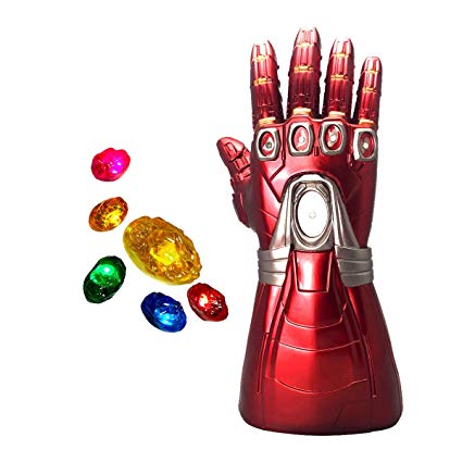 XXF-Avengers 4 Endgame Infinity Gauntlet,Iron Man Glove LED with Removable Magnet Infinity Stones-3Flash mode