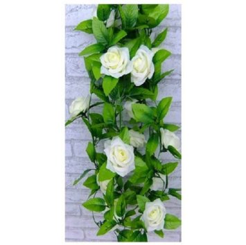 1 X Artificial Rose Silk Flower Green Leaf Vine Garland Home Wall Party Decor Wedding Decal Beiges