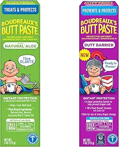 Boudreaux's Butt Paste 4oz Butt Barrier Ointment and 4oz Natural Aloe Diaper Rash Ointment