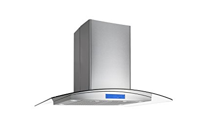 Cosmo 668ICS900 36 in. Island Mount Range Hood with Tempered Glass Visor, Soft Touch Controls, LED Lighting and Permanent Filters