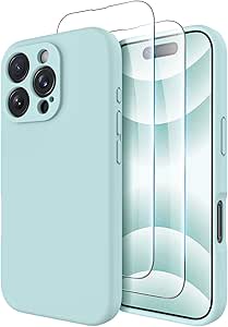 OTOFLY Compatible with iPhone 16 Pro Case, Compatible with MagSafe, Shockproof Magnetic Silicone Case for iPhone 16 Pro,[Military Grade Protection] [2 Pack Screen Protectors], Mint Green