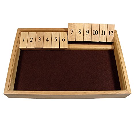 WE Games Deluxe Wood Shut the Box Game - 12 Numbers