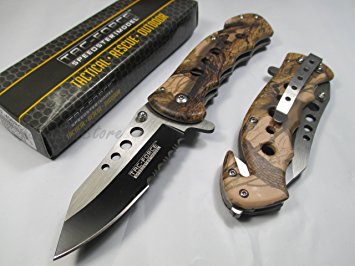 Tac Force Assisted Opening Rescue Tactical Pocket Folding Stainless Steel Blade Knife Outdoor Survival Camping Hunting - Brown Camo