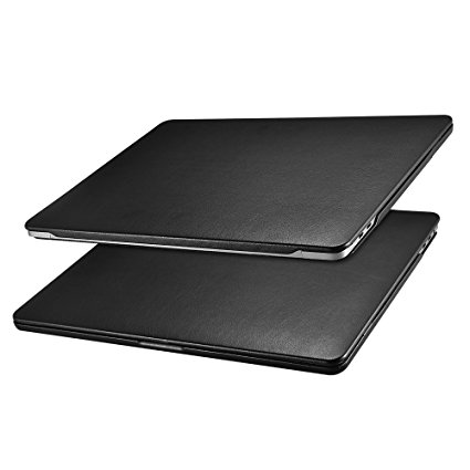 Macbook Pro 13 inch Case, Icarer Premium Leather Utra Slim Lightweight Soft Protective Book Case Cover Shell for Macbook Pro 13 Inch with/without Touch Bar and Touch ID Model: A1706/A1708 2016&2017 Released (Black)