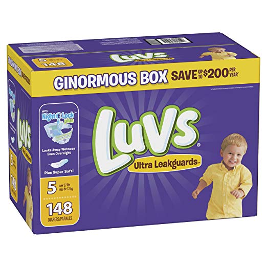 Luvs Ultra Leakguards Disposable Diapers, Size 5, 148 Count, ONE MONTH SUPPLY