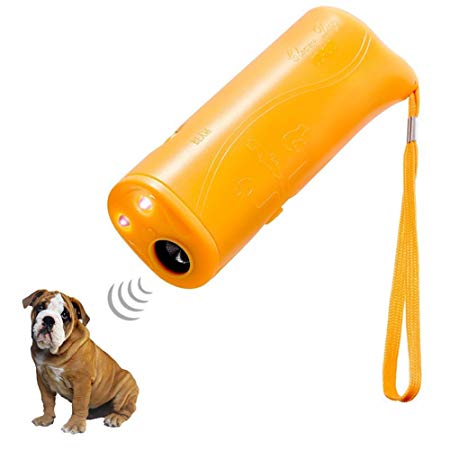Brocase Ultrasonic Dog Repeller, 3 in 1 Portable Stop Barking， Anti Barking，LED Ultrasonic Handheld Dog Trainer Pet Training Device Outdoor Bark Controller