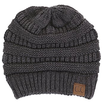 BYSUMMER C.C Warm Soft Cable Knit Skull Cap Slouchy Beanie Winter Hat