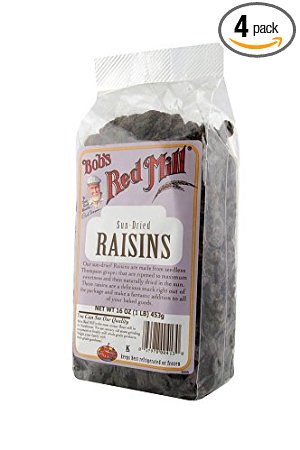 Bob's Red Mill Sun-Dried Raisins Unsulphured, 16-Ounce (Pack of 4)