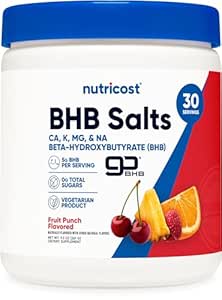 Nutricost BHB Salts Drink Mix (30 Servings, Fruit Punch Flavored) (5G BHB Per Serving) - 0G Total Sugars, Vegetarian Product