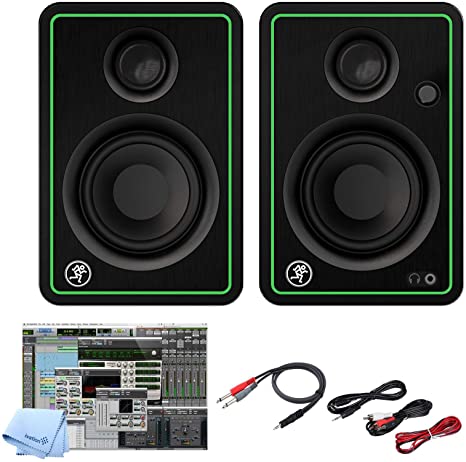 Mackie CR3-X 3-Inch Creative Reference Multimedia Monitors Bundle with and Pro Cable Kit Featuring Pro Tools First DAW Music Editing Software