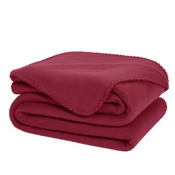 DOZZZ Super Soft Fleece Throw Blanket Burgundy Ultra Cozy Oversized Throw Light Weight Blanket Sofa/ Couch/ Travel Throw Blanket 50 x 70 Inch