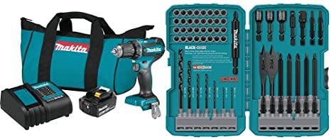 Makita XFD131 18V LXT Lithium-Ion Brushless Cordless 1/2 In. Driver-Drill Kit (3.0Ah) & T-01725 Contractor-Grade Bit Set, 70-Pc