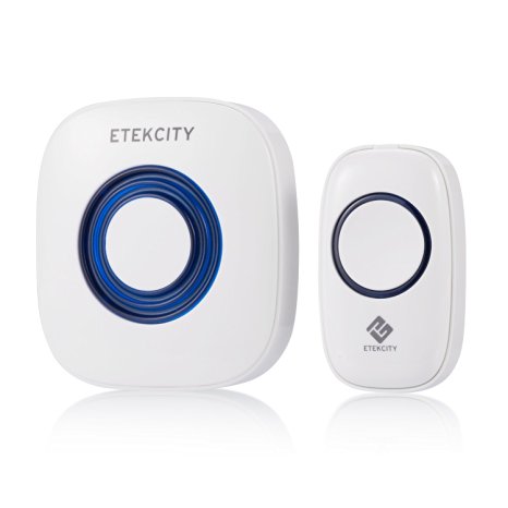 Etekcity Plug-in Wireless Doorbell Kit: 1000-feet, 52 Chimes, 4-Level Volume (White)