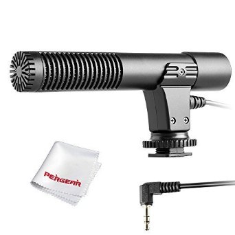 Pergear MIC-01 Professional Stereo Microphone for Canon Nikon Pentax Digital SLR Cameras & Camcorders with 3.5mm Mic Socket