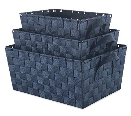 Whitmor Woven Strap Storage Baskets S/3-Navey, Navy