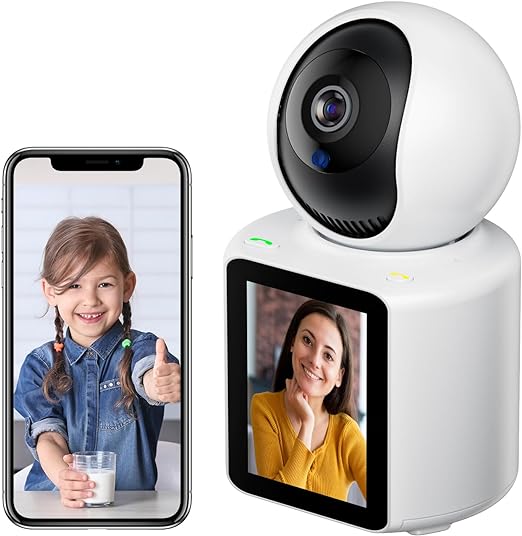 Video Call Security Camera Indoor, Nanny Camera Baby Monitor Pet Camera,Two-Way Video,One-Touch Call,360-Degree View WiFi Camera for Home Security, Motion Tracking, IR Night Vision