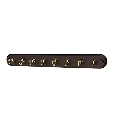 Modern Eight (8) Hook Key Rack by Weirwood (Espresso Wood / Brass Hooks)