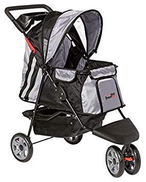 Pet Stroller ALL Terrain IPS-01Grey/Black/Silver, dog carrier, trolley, Trailer, Innopet, Buggy. Foldable pet buggy, pushchair, pram for dogs and cats
