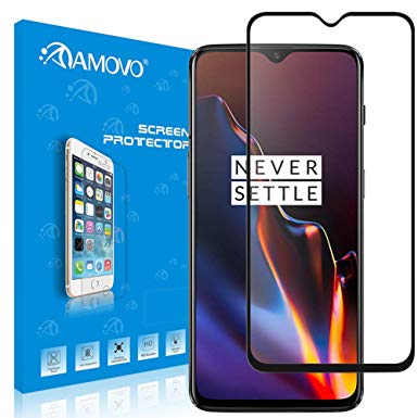 OnePlus 6T Screen Protector [Full Coverage] AMOVO 3D Full Tempered Glass for OnePlus 6T [Anti Edge Chipping] Premium HD Anti-Fingerprint Glass Screen Protector for OnePlus 6T (OnePlus 6T, Black)