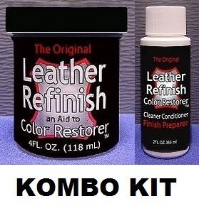 Leather Refinish Color Restorer Aid and CleanerConditioner Finish Preparer Combo Kit - 2 Pieces