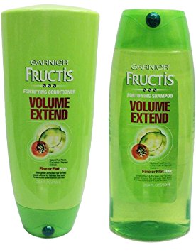 Garnier Fructis Shampoo and Conditioner Volume Extend For Fine or Flat Hair, 25.4 Ounce each