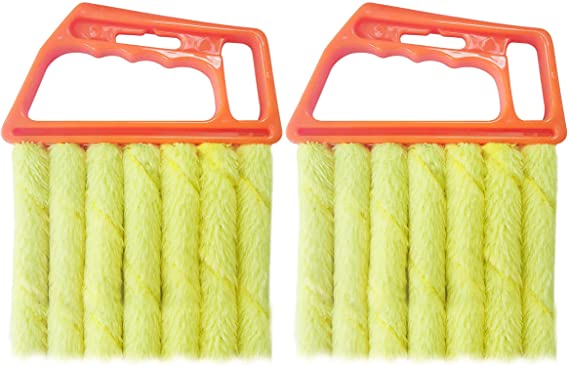 2 Pcs Window Venetian 7 Finger Dusting Cleaner Tool,Blind Cleaner Tool, Mini Hand-held Cleaner,Mini-Blind Cleaner,Dirt Clean Cleaner,Venetian Blind Brush Window Air Conditioner Duster Cleaner